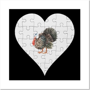 Jigsaw  Turkey Heart Design - Farm Animals Turkey Posters and Art